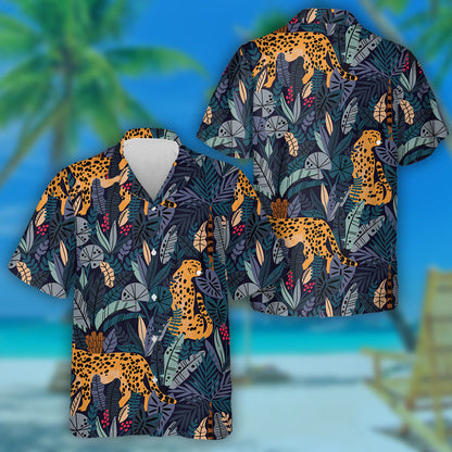 Paradise Samhraidh I Jungles Trópaiceacha Le Léine Haváís Wild Liopard, Bronntanas Léine Haváís, Bronntanas Nollag