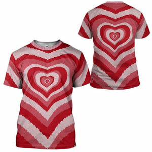 3D Red Heart Wave Custom Sweater