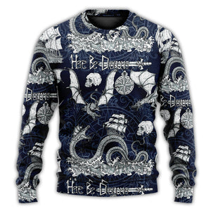 Dragon With Skull Old Ship Sea Life Ugly Christmas Sweater, Christmas Gift, Gift Christmas 2024