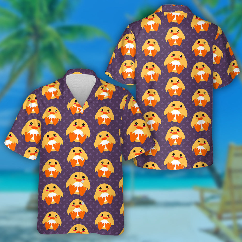Hand Drawn Cute Baby Duck Animal Hawaiian Shirt, Hawaiian Shirt Gift, Christmas Gift