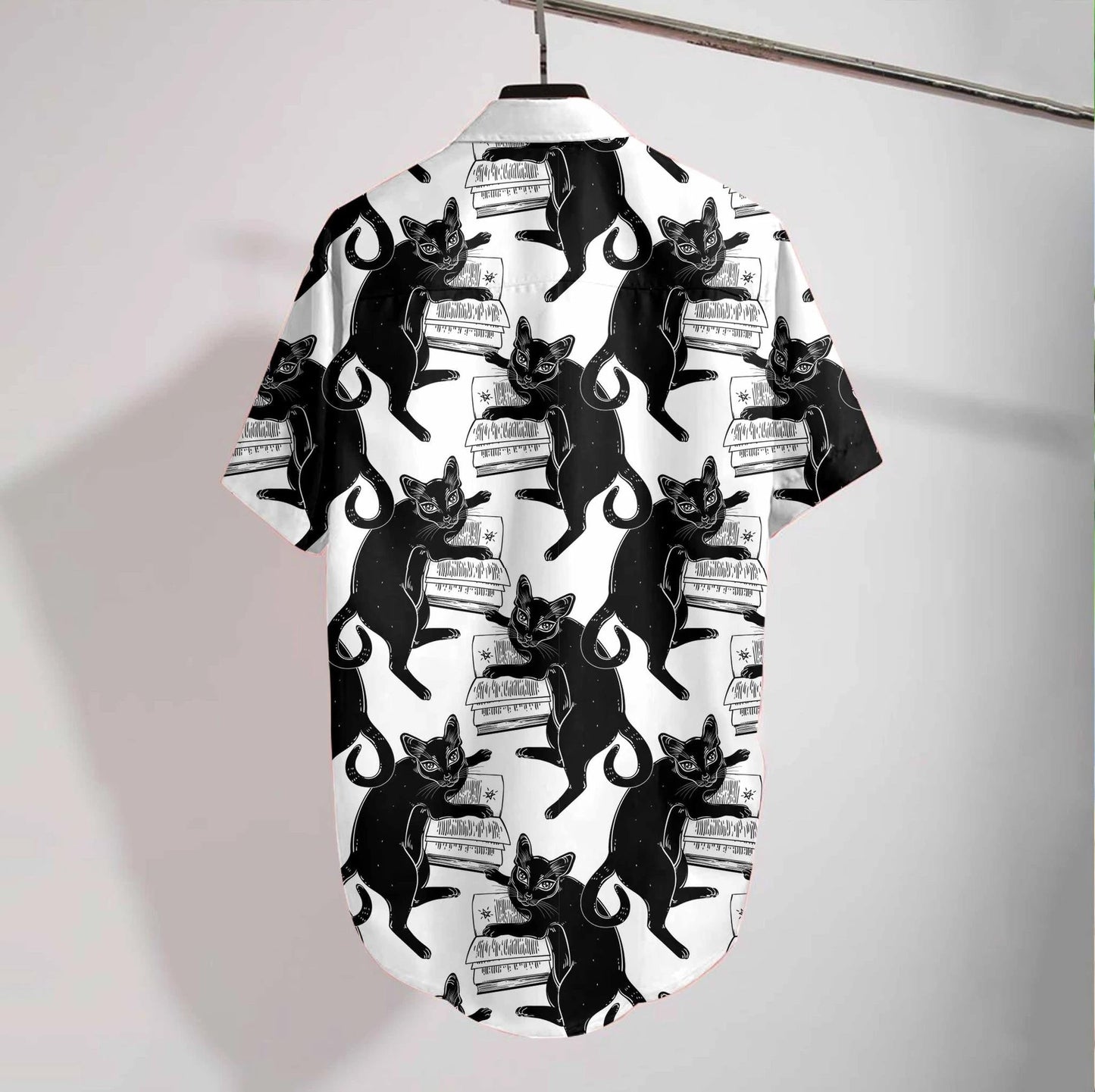 Happy Halloween Spooky Black Cat Loves Book Hawaiian Shirt, Hawaiian Shirt Gift, Christmas Gift