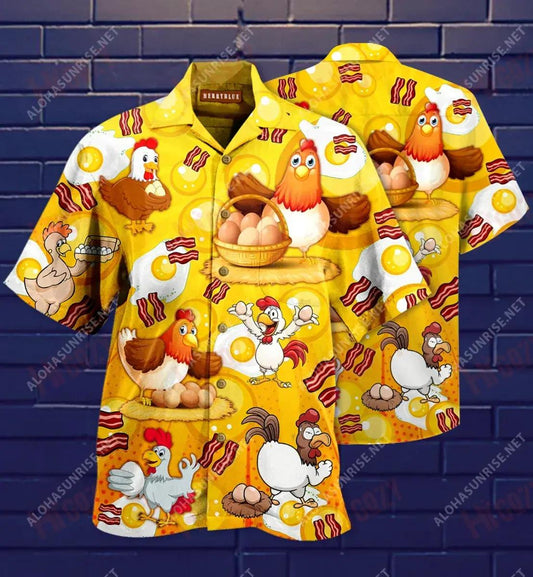 Chickens The Pet That Poops Breakfast Unisex Short Sleeve Shirt Summer Hawaiian T Shirts Vintage Hawaiian Shirts Hawaiian Shirt Pattern, Hawaiian Shirt Gift, Christmas Gift