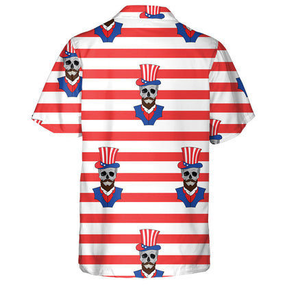 Skulls Oíche Shamhna Lochlannach Le Féasóg I Léine Haváí Meiriceánach Hat, Bronntanas Léine Haváís, Bronntanas Nollag