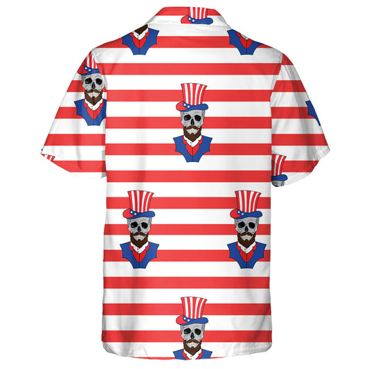 Skulls Oíche Shamhna Lochlannach Le Féasóg I Léine Haváí Meiriceánach Hat, Bronntanas Léine Haváís, Bronntanas Nollag