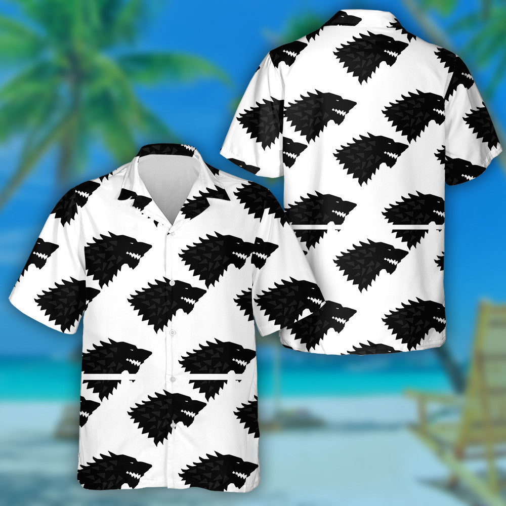 Black Wolf On A White Background Hawaiian Shirt, Hawaiian For Gift