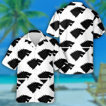 Black Wolf On A White Background Hawaiian Shirt, Hawaiian For Gift