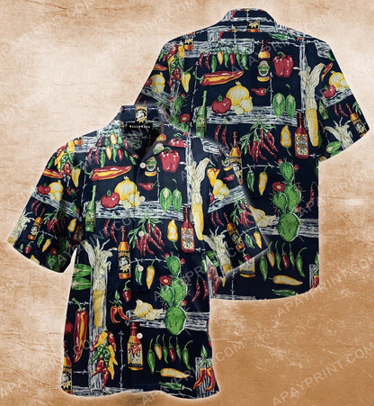 Hot Sauce Peppers Mexican Food Floral Surf Hawaiian Shirt, Hawaiian Shirt Gift, Christmas Gift