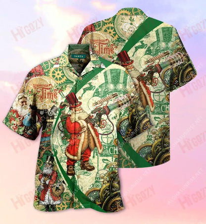 Steampunk Santa Clásal Léine Gearr haváís Léinte Trópaiceacha an tSamhraidh Léinte Seanré Haváíais Léinte Greannmhar Haváís, Bronntanais Léine Haváís, Bronntanas Nollag