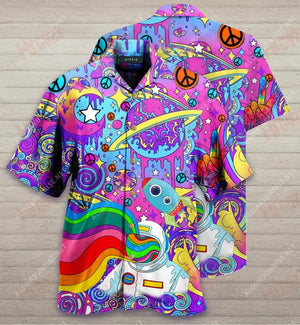 Amazing Hippie Space Short Hawaiian Shirt Ocean Hawaiian T Shirts Tropical Shirts For Men Hawaiian Shirts For Men, Hawaiian Shirt Gift, Christmas Gift