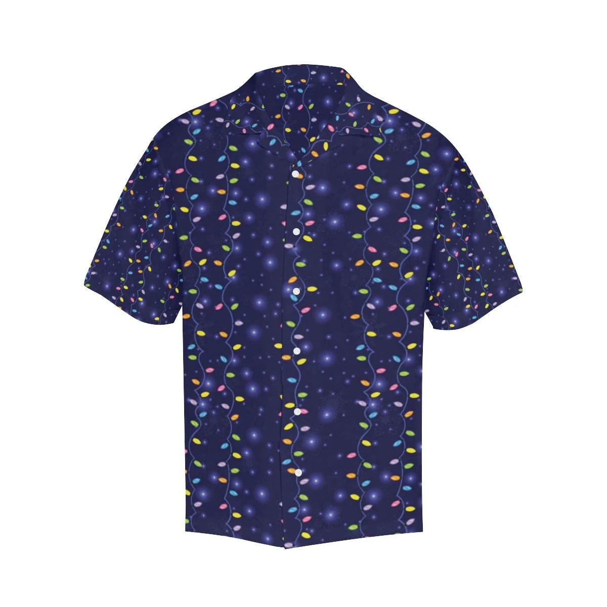 Christmas Night With Colorful Lights Pattern Hawaiian Shirt, Hawaiian For Gift