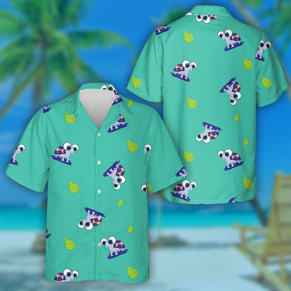 Cute Baby Sea Turtles And Green Leaves Hawaiian Shirt, Hawaiian Shirt Gift, Christmas Gift