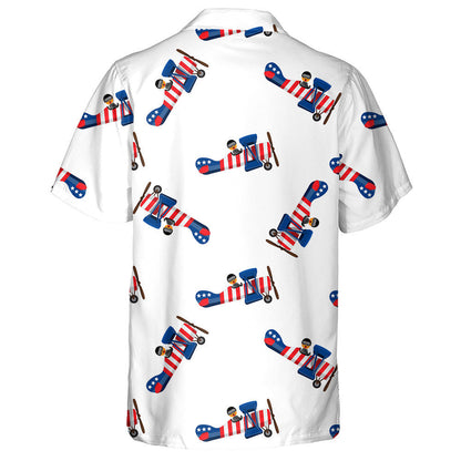 Cartoon Planet Le Lá Saoirse Patrún Bratach na Stát Aontaithe Léine Haváíais, Bronntanas Léine Haváíais, Bronntanas Nollag