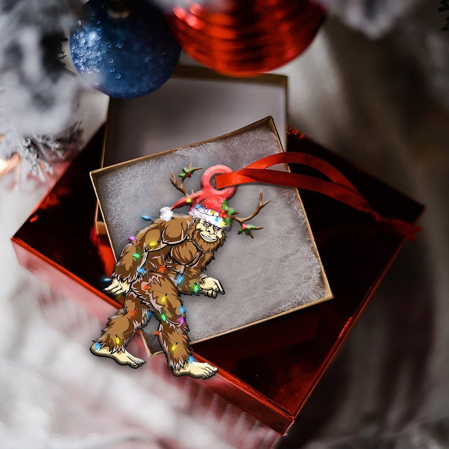 Ornáid Cruth Solas Nollag Bigfoot, Bronntanas Ornáide Nollag, Bronntanas Nollag, Maisiú Nollag