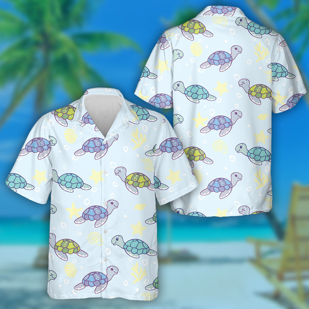 Character Cute And Funny Turtle On Grey Hawaiian Shirt, Hawaiian Shirt Gift, Christmas Gift