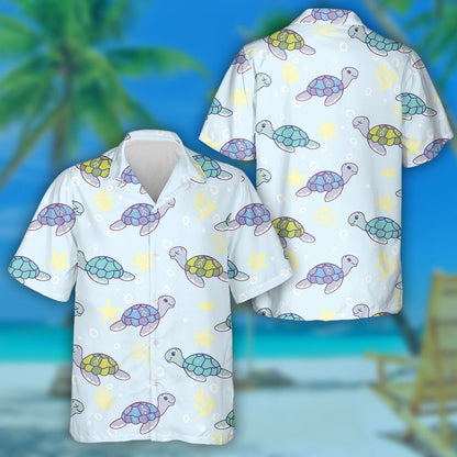 Character Cute And Funny Turtle On Grey Hawaiian Shirt, Hawaiian Shirt Gift, Christmas Gift