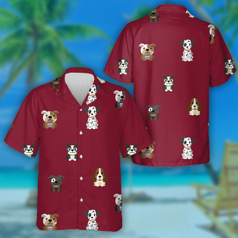Beagle Dogs The Dark Red Background Hawaiian Shirt, Hawaiian For Gift