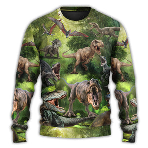 Dinosaur Cool In The Forest Style Ugly Christmas Sweater, Christmas Gift, Gift Christmas 2024