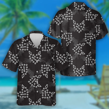 Black Heart Composition On A Cat Theme Hawaiian Shirt, Hawaiian Shirt Gift, Christmas Gift