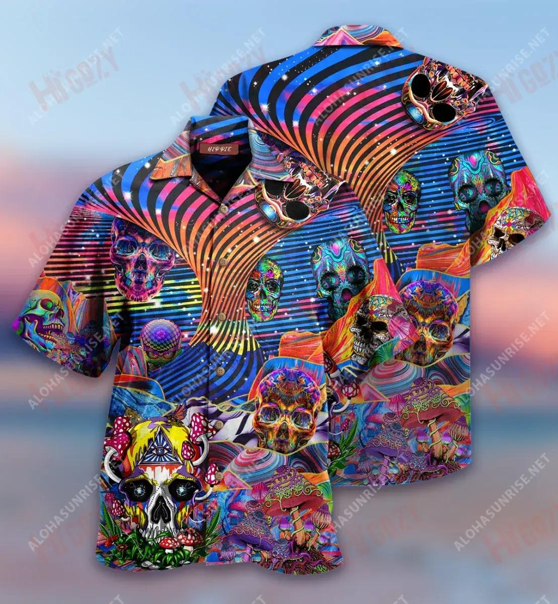 Skulls Crazy Faigh Ard Hippie Léine Gearr Haváís Laethanta Saoire Léinte Tropical Léinte haváís Oirbheartaíochta Léinte Greannmhar Haváís, Léine Haváís Bronntanas, Bronntanas Nollag