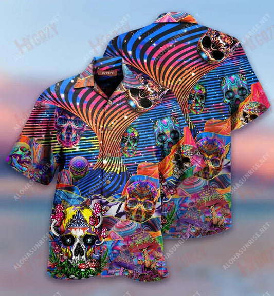 Skulls Crazy Faigh Ard Hippie Léine Gearr Haváís Laethanta Saoire Léinte Tropical Léinte haváís Oirbheartaíochta Léinte Greannmhar Haváís, Léine Haváís Bronntanas, Bronntanas Nollag