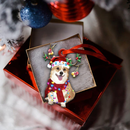 Corgi Christmas Light Shape Ornament, Christmas Gift, Christmas Decoration