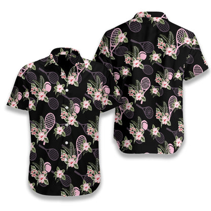 Tropical Tennis With Black Skin Pattern Hawaiian Shirt, Hawaiian For Gift