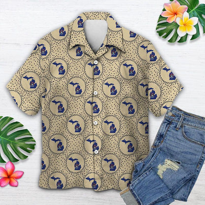 Great Gift For Michigan Lover Drawing Pattern Hawaiian Shirt, Hawaiian Shirt Gift, Christmas Gift