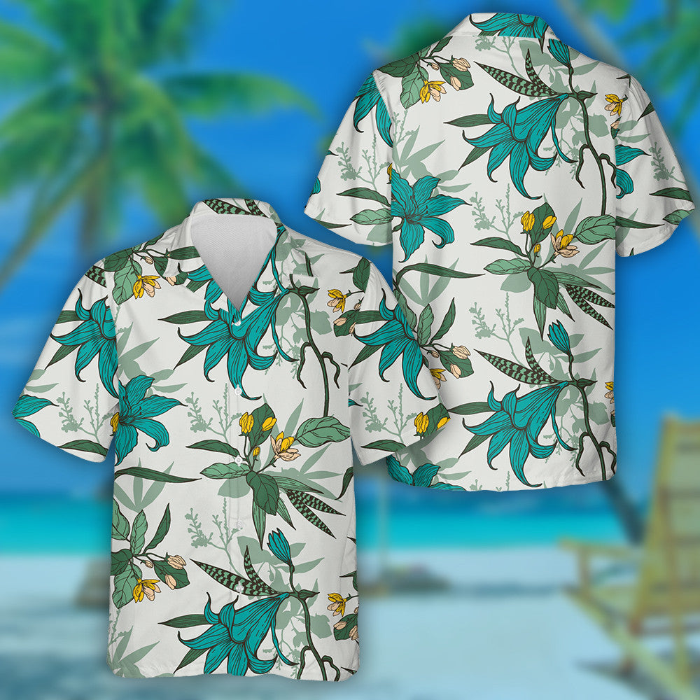 Brainsí Duilleoga Bláthanna Luibheolaíocha Dearadh Líníocht Láimhe Léine Haváís, Bronntanas Léine Haváís, Bronntanas Nollag