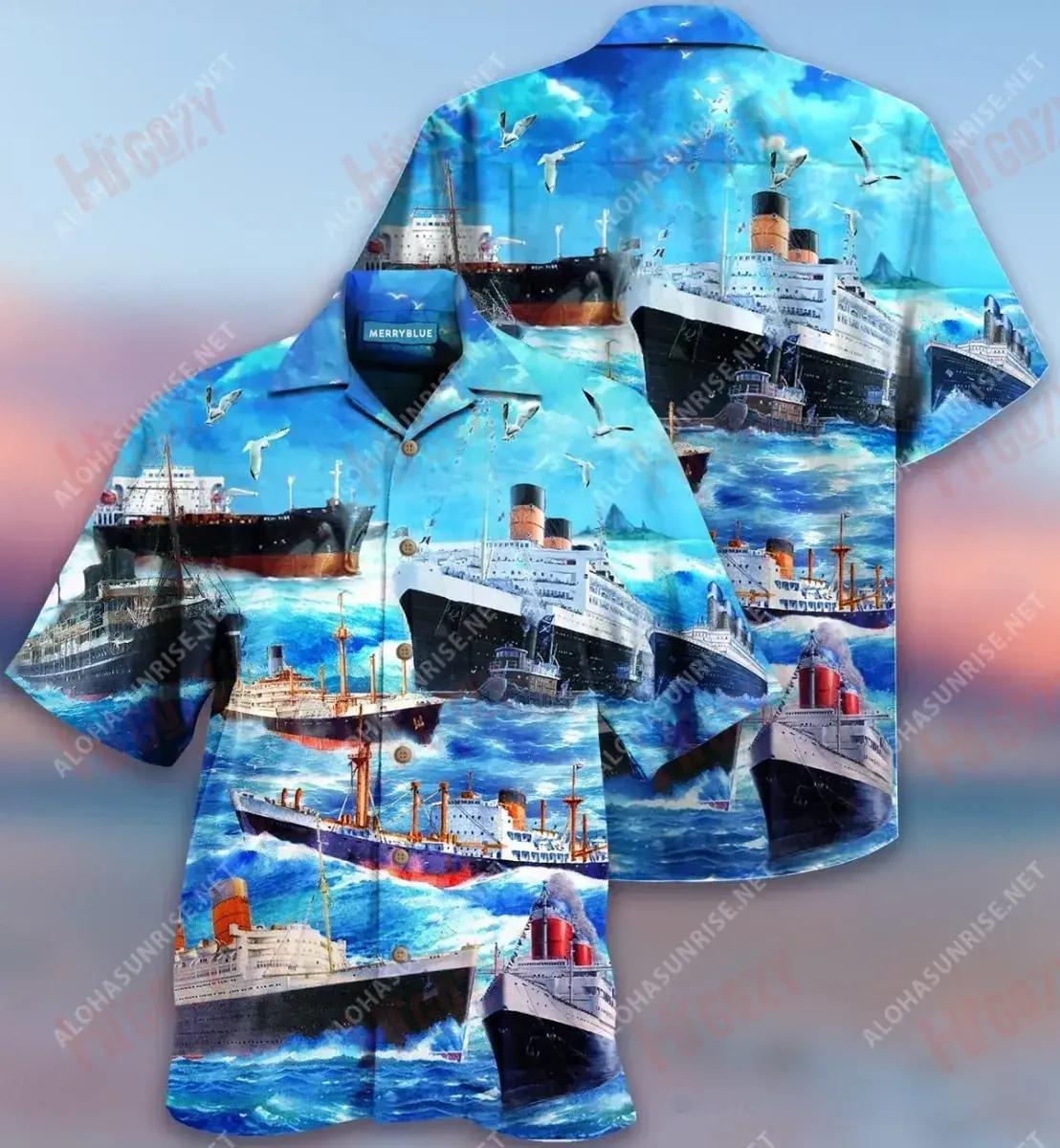 Cargo Ship Unisex Short Sleeve Shirt Hobbies Hawaiian T Shirts Vintage Hawaiian Shirts Hawaiian Shirts For Men, Hawaiian Shirt Gift, Christmas Gift