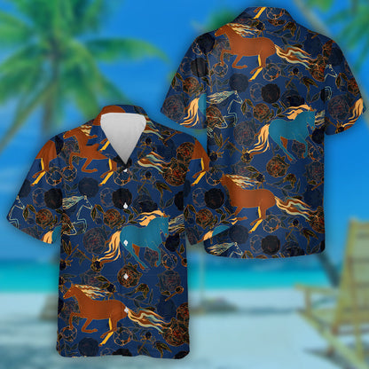 Brown Horses With Colored Manes And Tails Hawaiian Shirt, Hawaiian Shirt Gift, Christmas Gift