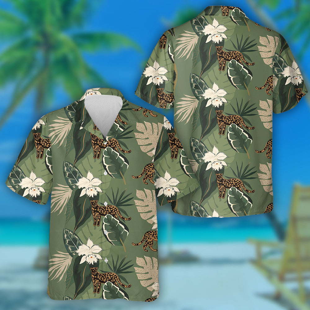 Jungle Abstract Lámh Tarraingthe Le Léine Haváíais Liopard, Haváís Le Bronntanas