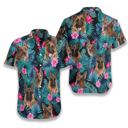 Tropical German Shepherd Dog Pattern Hawaiian Shirt,Hawaiian Shirt Gift, Christmas Gift