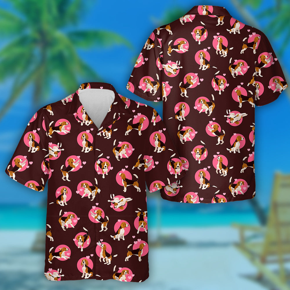 Grá Madra Beagle Greannmhar Ar Léine Haváí Donn Agus Bándearg, Bronntanas Léine Haváíais, Bronntanas Nollag