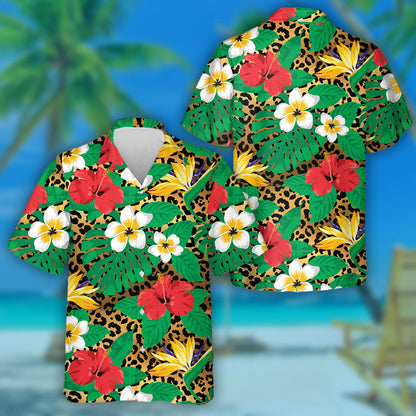 Bláthanna Trópaiceacha Nua-Aimseartha Fiáine na hAfraice agus Duilleoga ar Léine Haváís Liopard, Bronntanas Léine Haváís, Bronntanas Nollag