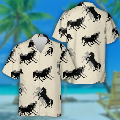 Running And Galloping Dark Black Horses Hawaiian Shirt,Hawaiian Shirt Gift, Christmas Gift