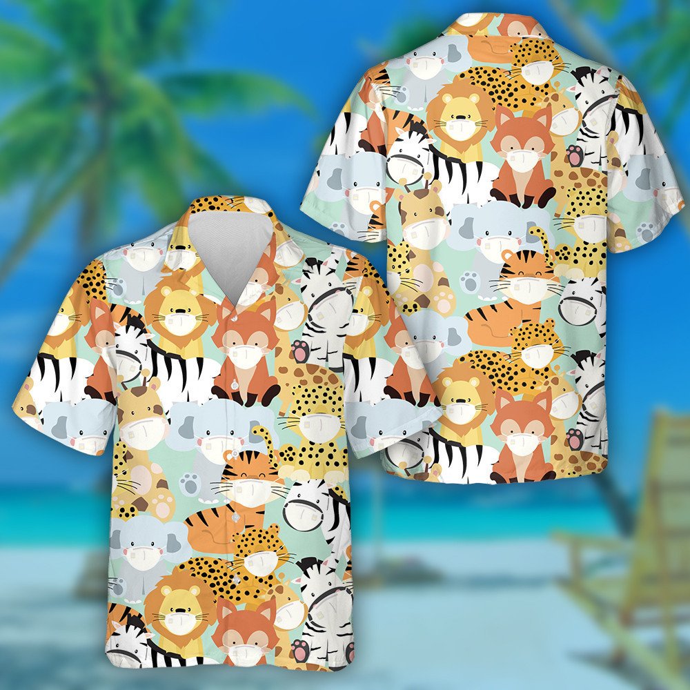 Ainmhithe Fiáine Tá Tíogair agus Liopard ag caitheamh Léine Haváis Masc, Bronntanas Léine Haváís, Bronntanas Nollag