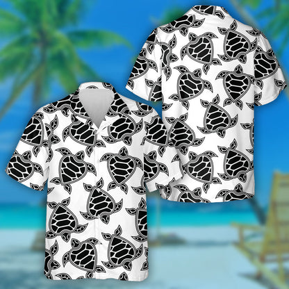 Black And White Little Turtles Vintage Background Hawaiian Shirt, Hawaiian Shirt Gift, Christmas Gift