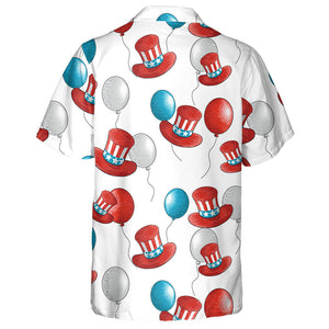 Colors Balloon And American Hat On White Background Hawaiian Shirt, Hawaiian Shirt Gift, Christmas Gift