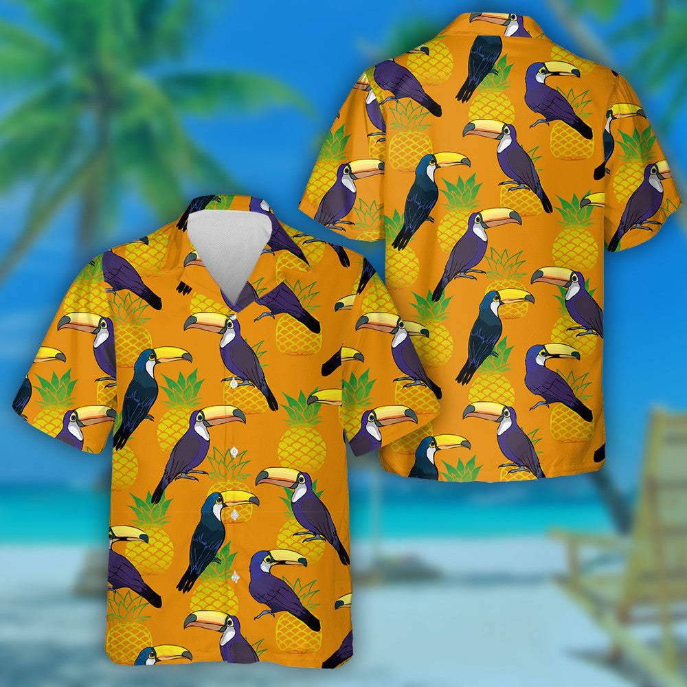 Funny Bird Parrot With Pineapple Hawaiian Shirt,Hawaiian Shirt Gift, Christmas Gift