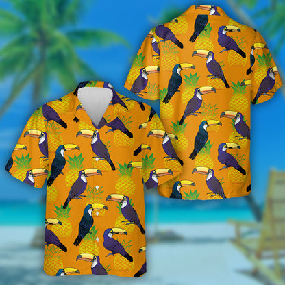 Funny Bird Parrot With Pineapple Hawaiian Shirt,Hawaiian Shirt Gift, Christmas Gift