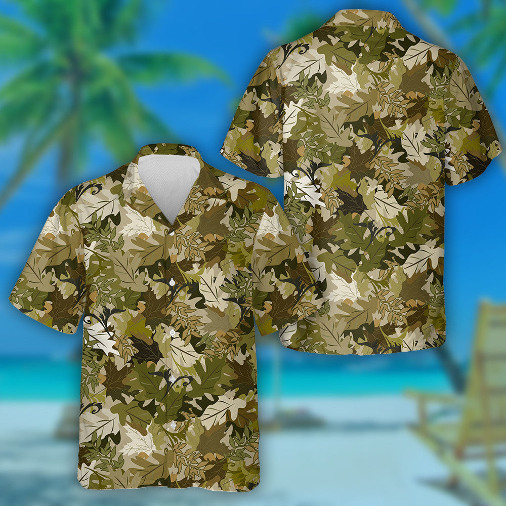 Patrún Camo Duilleog Maple Seanré Tarraingthe de Láimh Léine Haváís, Bronntanas Léine Haváíais, Bronntanas Nollag