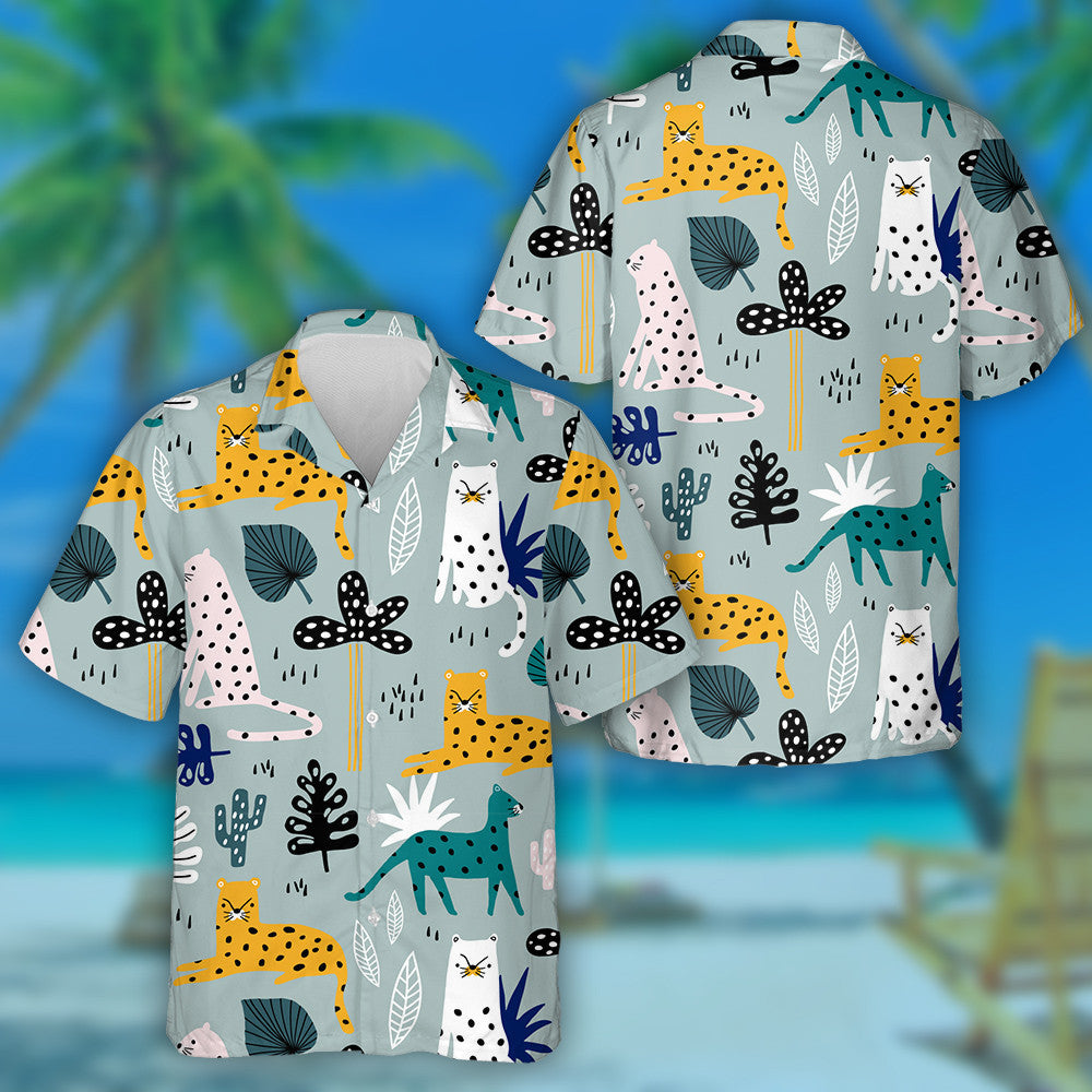 Ainmhí le Brainse Pailme Liopard agus Cúlra Trópaiceach Léine Haváí, Bronntanas Léine Haváís, Bronntanas Nollag