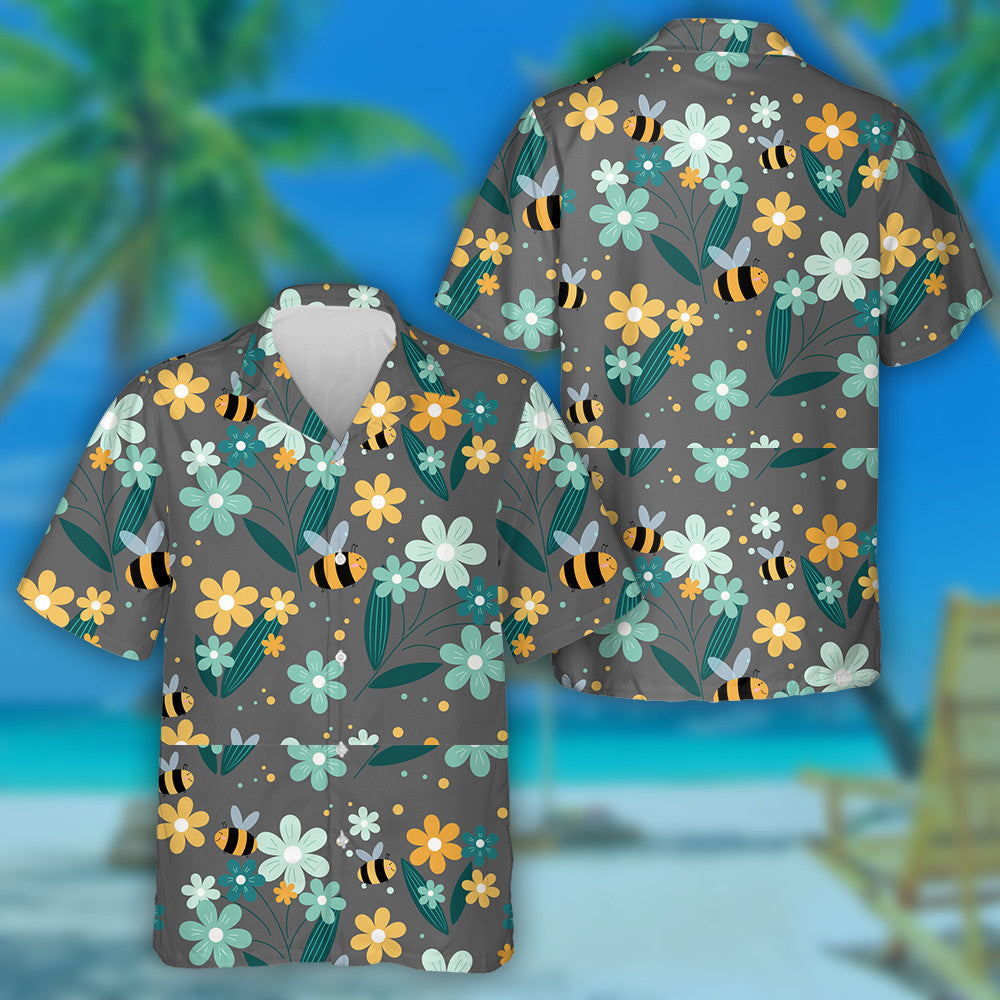 Bláthanna Agus Beacha ar Chúlra Liath Léine Haváí, Bronntanas Léine Haváí, Bronntanas Nollag