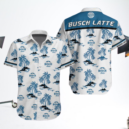 Busch Latte Aloha Shirt Hawaiian Aloha Shirt Hawaiian Shorts Beach Short Shirt,Hawaiian Shirt Gift, Christmas Gift