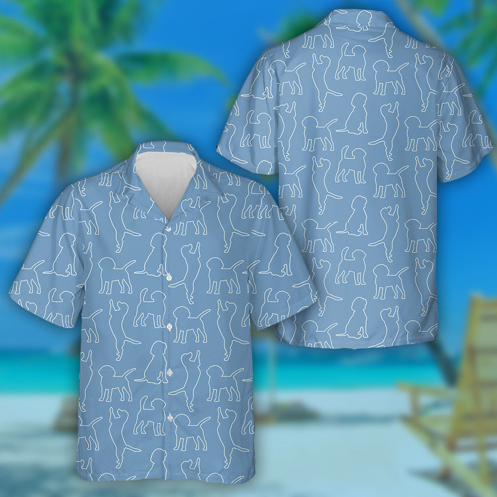 Silhouettes Funny Beagle Dog On Blue Hawaiian Shirt,Hawaiian Shirt Gift, Christmas Gift