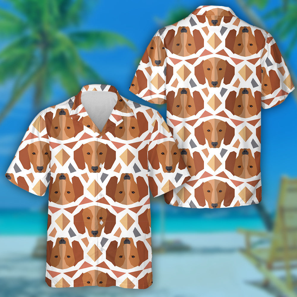 Theme Polygonal With Face Of Dachshund Hawaiian Shirt,Hawaiian Shirt Gift, Christmas Gift