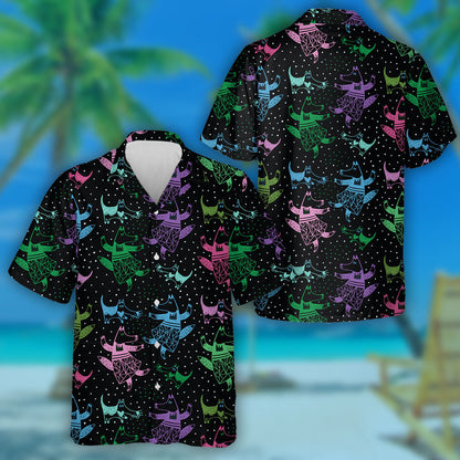 Funny Fox And Dog In Cartoon Background Hawaiian Shirt, Hawaiian Shirt Gift, Christmas Gift