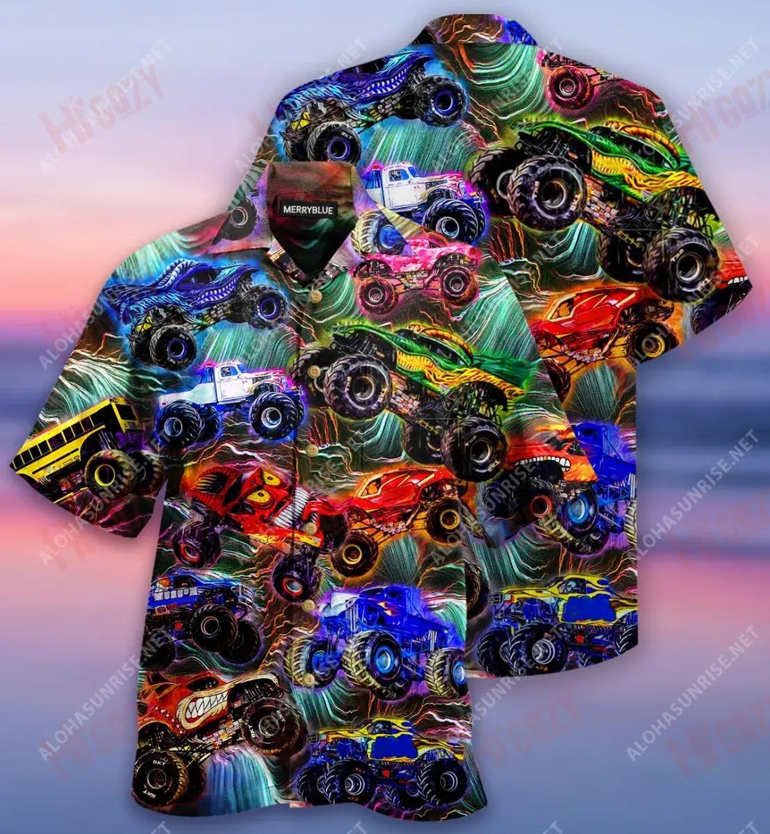 Monster Truck This Is How I Roll Unisex Hawaiian Shirt Vacation Short Sleeve Vintage Hawaiian Shirts Hawaiian Shirts For Men, Hawaiian Shirt Gift, Christmas Gift