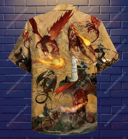 Troid Liom Má Leomhann Tú Léine Dragon Gearr-Léine Haváí Muinchille Samhraidh Léinte Crazy Léinte Greannmhar Haváís, Bronntanas Léine Haváís, Bronntanas Nollag