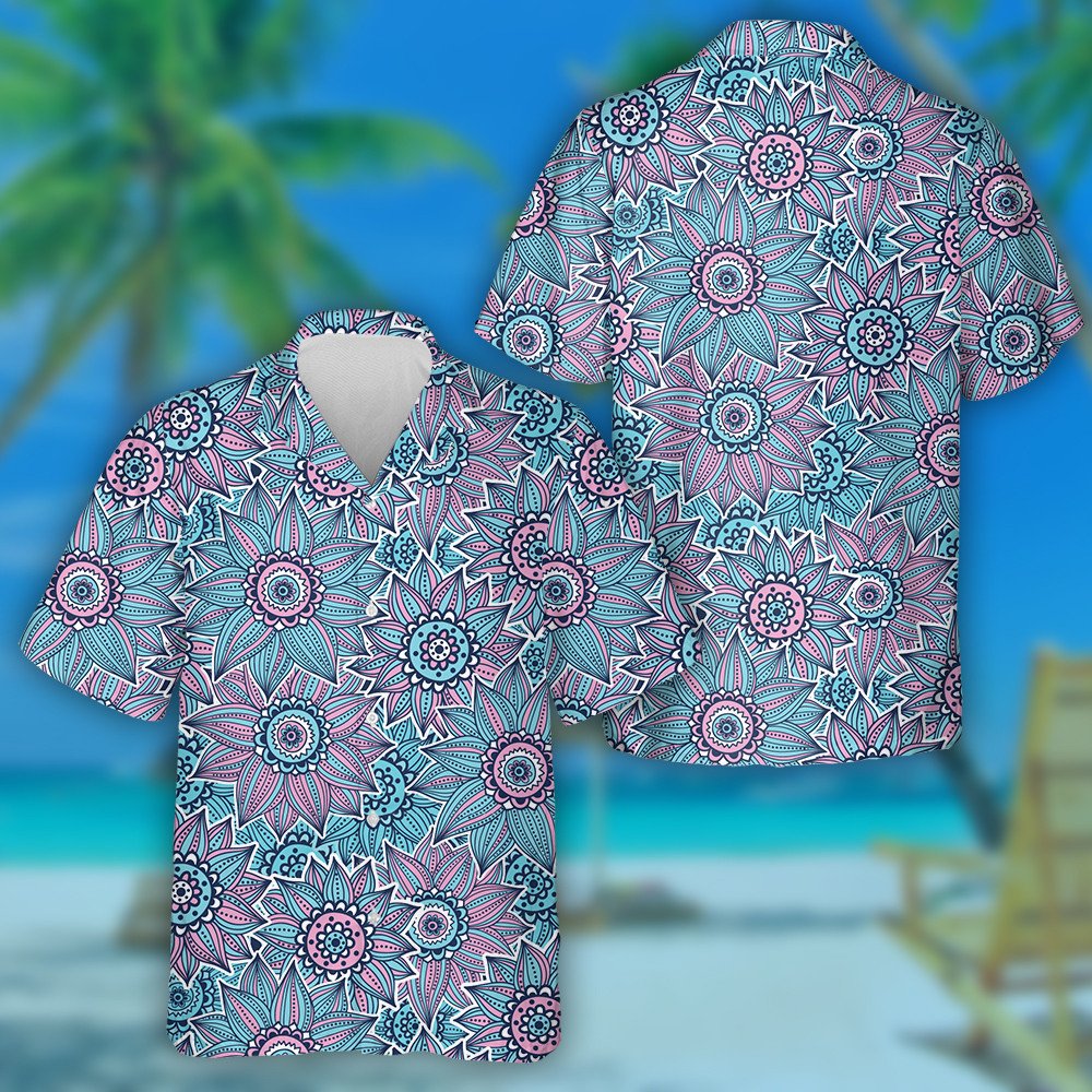 Imlíne Stíl Lusanna Gréine Hippie Tarraingthe I Léine Haváís Turquoise Agus Bándearg, Bronntanas Léine Haváís, Bronntanas Nollag